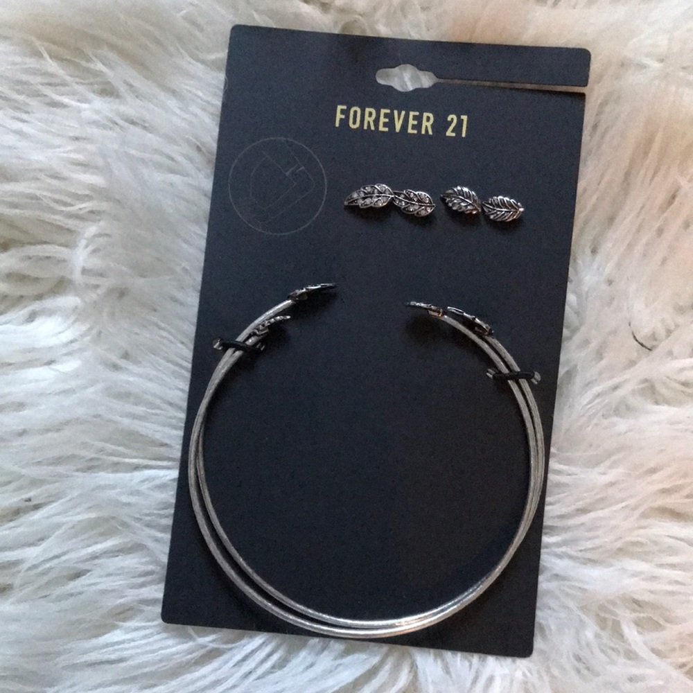 SILVER LEAF ARM BRACELET SET